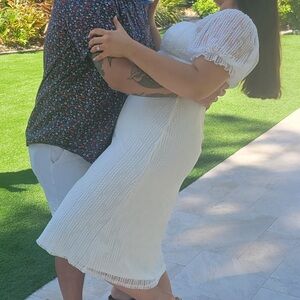 Lulus white midi bridal dress